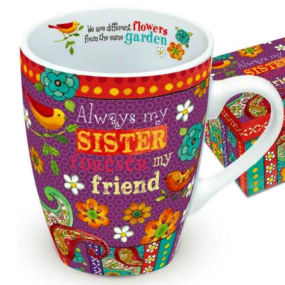 NIB Purple 'Always My Sister Forever My Friend' Mug 12 Ounces - Picture 1 of 4